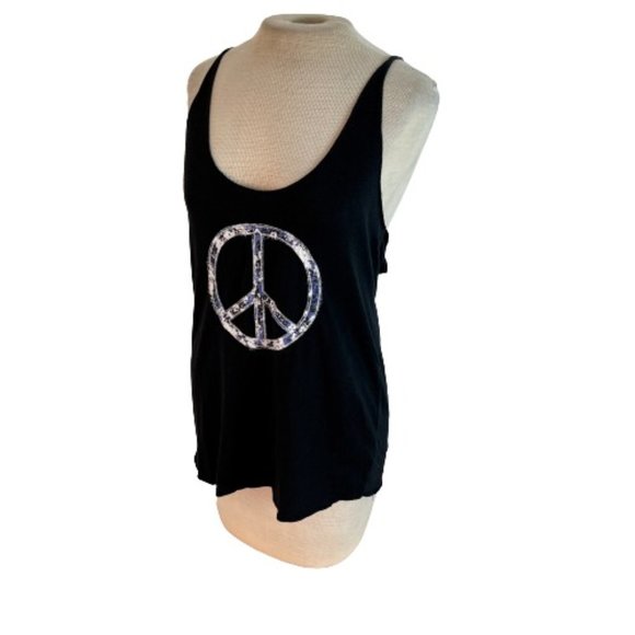 Lost Tops - Lost Peace Sign Tank Top Black M Medium